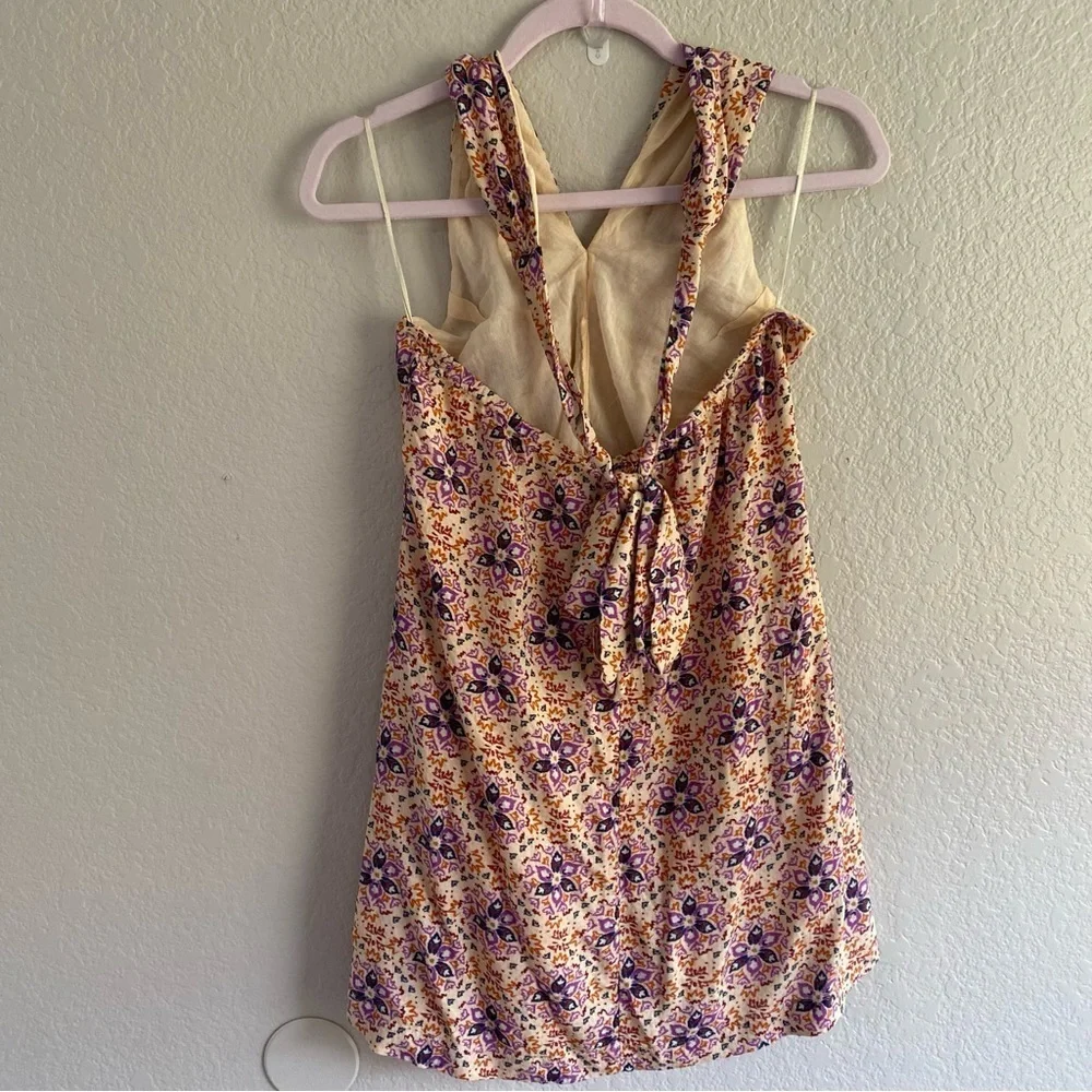 Free People Floral Isla Halter Open Back Mini Dress
